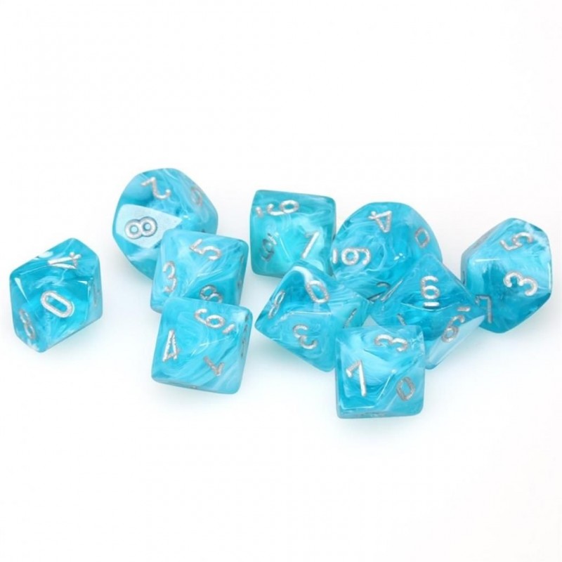 Pack 10 dés 10 Aqua Chessex Annecy