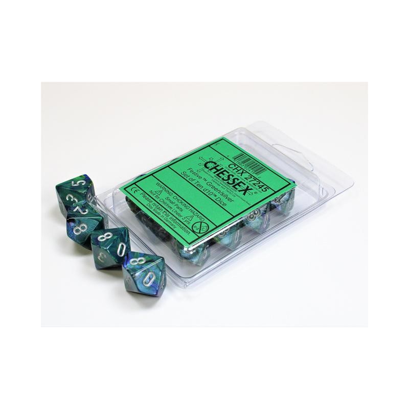 Pack 10 dés 10 Vert Chessex Annecy