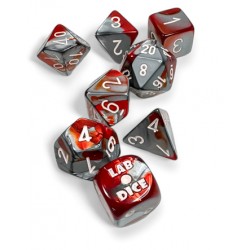 Set de 8 dés Lab Dice Gemini Red-Steel/White CHX30066