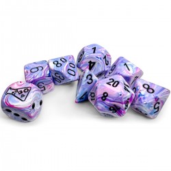 Set de 8 dés -  Lab Dice MARBLE Calcite / Blue CHX30065