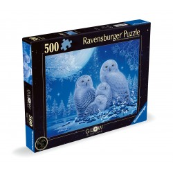 Puzzle 500 pièces - Chouettes lune - Glow in the dark