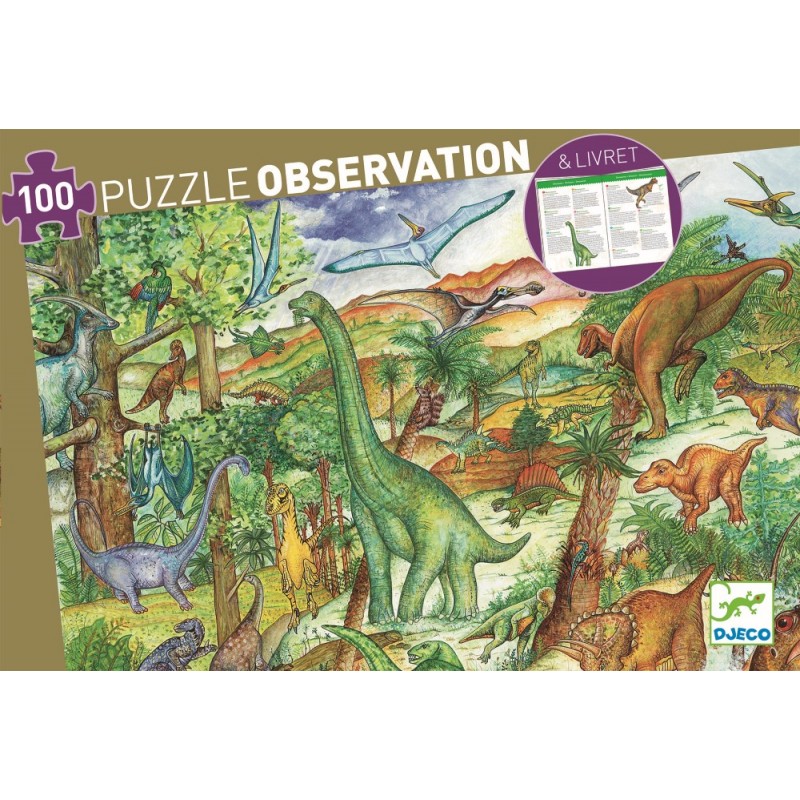 Puzzle d’observation dinosaures 100 pièces